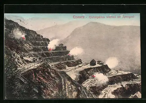 AK Eisenerz, Erzbergabbau während der Sprengzeit
