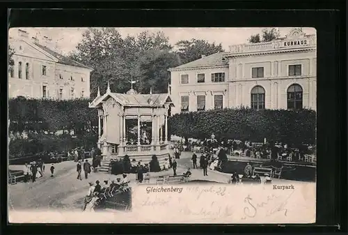 AK Bad Gleichenberg, Passanten am Pavillon im Kurpark