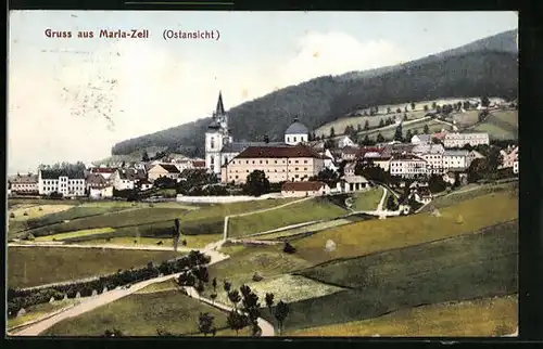 AK Mariazell, Ortstotale mit der Kirche