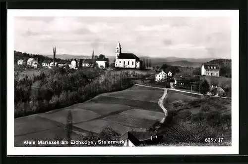 AK Klein Mariazell am Eichkögel, Blick auf die Kirche und die Wohnhäuser