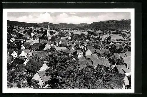 AK Niederschopfheim, Generalansicht mit der Kirche