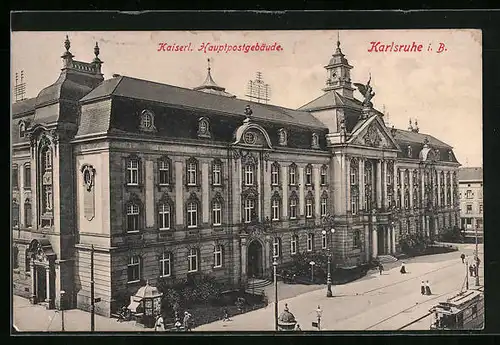 AK Karlsruhe i. B., das kaiserliche Hauptpostgebäude