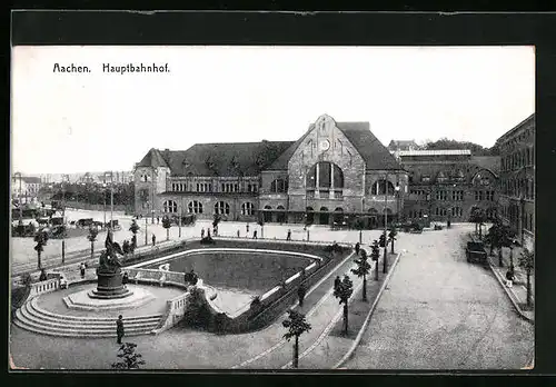 AK Aachen, auf dem Vorplatz zum Hauptbahnhof