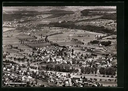 AK Rheinheim, Cafe Gerspacher, Fliegeraufnahme der gesamten Stadt