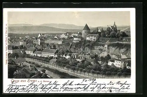 AK Krems a. d. Donau, Generalansicht mit dem Wehrturm