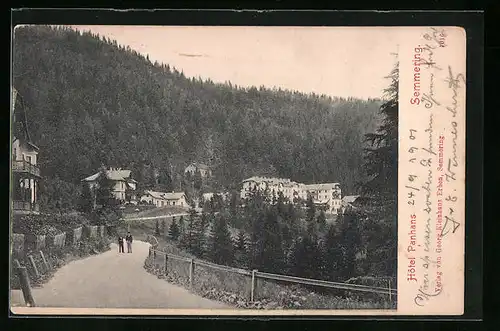 AK Semmering, auf dem Weg zum Hotel Panhaus