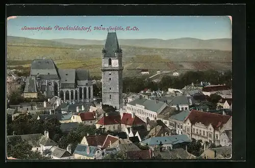 AK Perchtoldsdorf, Stadtansicht mit dem Wehrturm