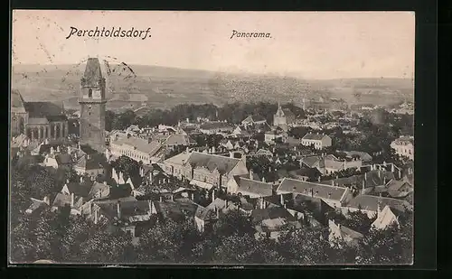 AK Perchtoldsdorf, Panoramaansicht mit dem Wehrturm