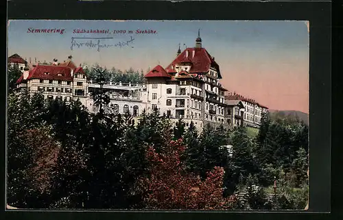 AK Semmering, Südbahnhotel, Aussenansicht