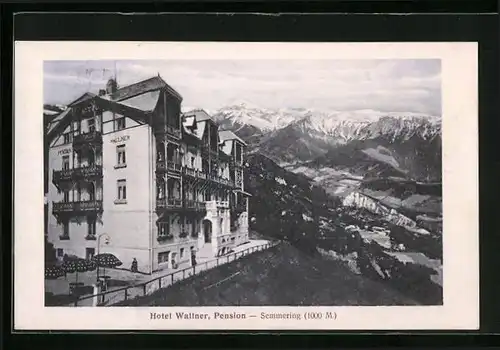 AK Semmering, Hotel Pension Wallner mit Gebirgspanorama