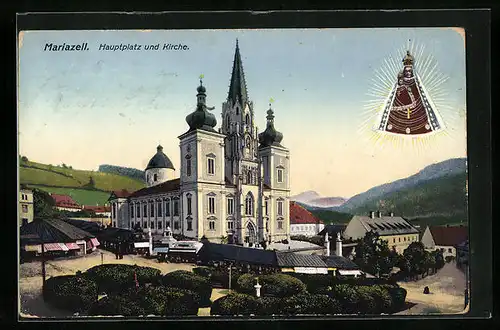 AK Mariazell i. Steiermark, Hauptplatz und Kirche, Gnadenbild