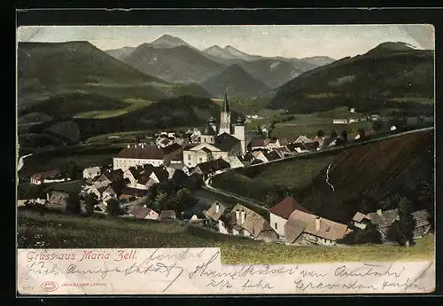 AK Mariazell i. Steiermark, Ortstotale mit der Basilika