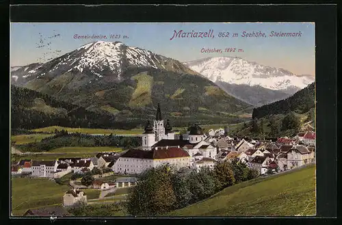 AK Mariazell i. Steiermark, Totale mit Basilika und dem Oetscher