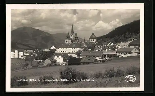 AK Mariazell i. Steiermark, Totale mit Basilika und Gemeindealpe und Oetscher