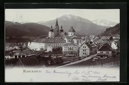 AK Mariazell i. Steiermark, Stadttotale mit der Basilika