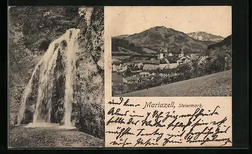 AK Mariazell i. Steiermark, Totale mit der Basilika, am Marienfall