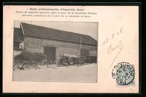 AK Orgeville, Ecole professionnelle, Partie du matériel agricole, dans la cour de la deuxième division