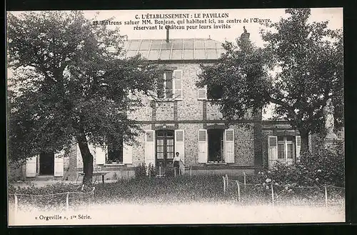 AK Orgeville, C. L`Établissement: Le Pavillon, Entrons saluer MM. Bonjean