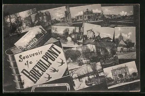 AK Breuilpont, Bahnhof, Gebäudeansicht, Uferpartie