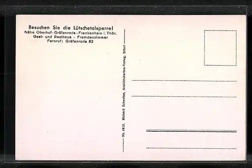 AK Frankenhain i. Thür., Lütschetalsperre zwischen Oberhof und Frankenhain, Gasthaus, Innenansichten