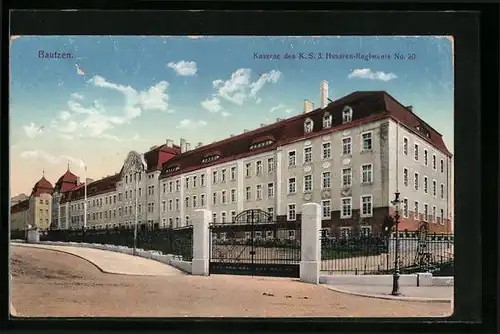 AK Bautzen, Kaserne des K. S. 3. Husaren-Regiments No. 20