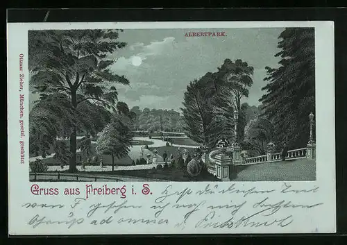 Mondschein-Lithographie Freiberg i. S., Albertpark