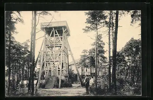 AK Bad Gottleuba, Aussichtsturm und städtisches Berghotel auf dem Augustusberg