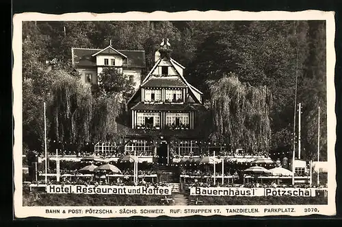 AK Pötzscha /Elbsandsteingebirge, Hotel-Restaurant Bauernhäus`l