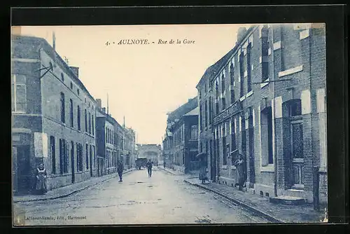 AK Aulnoye, Rue de la Gare, Strassenpartie