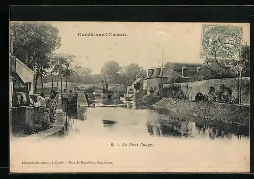 AK Condé-sur-l`Escaut, Le Pont Rouge