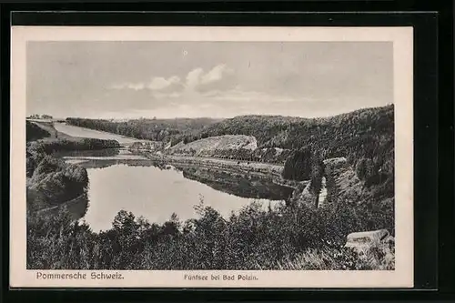 AK Bad Polzin, Fünfsee aus der Vogelschau