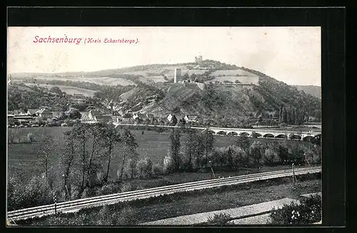 AK Sachsenburg, Ortsansicht aus der Vogelschau