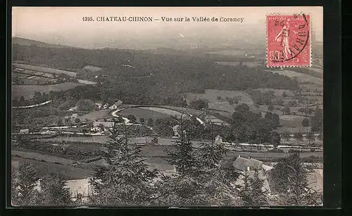 AK Chateau-Chinon, Vue sur la Vallèe de Corancy