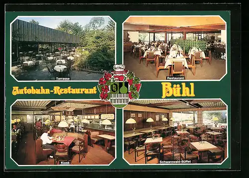 AK Bühl, Autobahn Restaurant, Terrasse, im Restaurant, Kiosk, Schwarzwald-Büffet