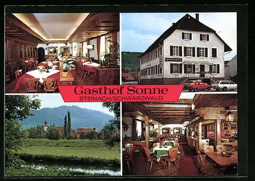 AK Steinach im Schwarzwald, Gasthof Sonne, in den Gasträumen, am Bachufer
