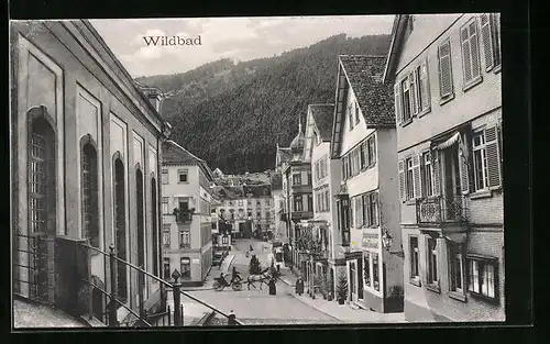 AK Wildbad, Strassenpartie mit Geschäft