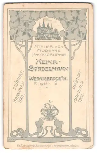 Fotografie Heinr. Stadelmann, Wernigerode, Ringstr. 9, Schloss Wernogerode in florarler Umrandung
