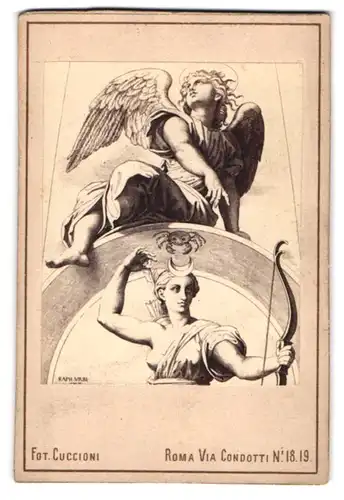 Fotografie Cuccioni, Roma, via Condotti 18-19, Gemälde Engel über Bogenschützin, in der Basilica Santa Maria del Popolo