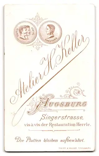 Fotografie H. Keller, Augsburg, Singerstr., Uffz. in Unfiorm mit Pickelhaube und Schützenschnur, Kriegshochzeit, Braut
