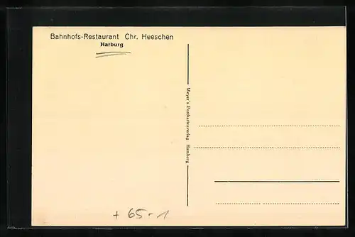 AK Harburg, Bahnhofs-Restaurant von Chr. Heeschen, Innenansicht