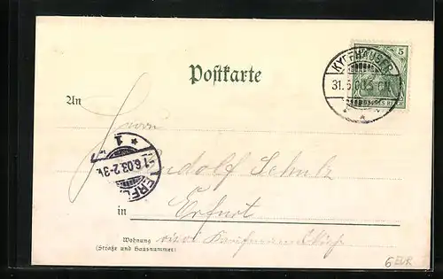 Lithographie Kyffhäuser, Kyffhäuserdenkmal, Barbarossa, Reiterstandbild