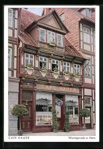 AK Wernigerode /Harz, Cafe Hauer, Breitestrasse 4