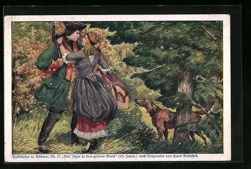 Künstler-AK Hans Baluschek: Der Jäger in dem grünen Wald