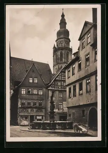 Foto-AK Deutscher Kunstverlag, Nr. Cg 4: Coburg, Mauritiusbrunnen in der Rückertstrasse