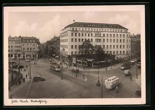 AK Halle /Saale, Ringplatz mit Strassenbahn