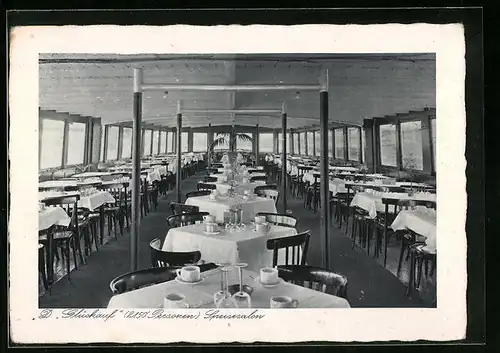 AK Duisburg-Ruhrort, Binnenschiff Glückauf, Speisesalon