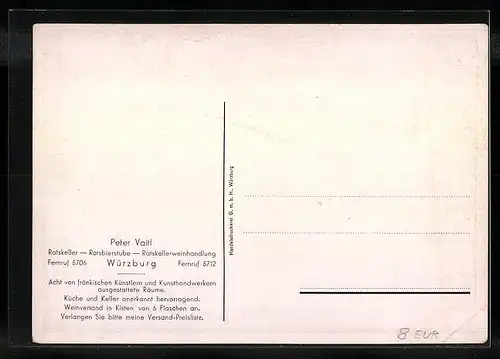 Künstler-AK Würzburg, Gasthaus Ratskeller, Vaitl Peter
