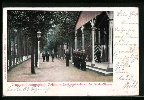 AK Zeithain, Truppenübungsplatz, Hauptwache an der Fabrice-Strasse