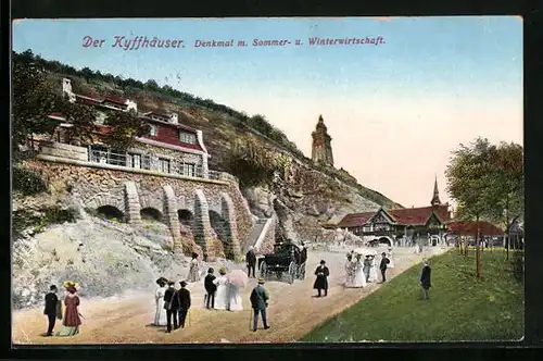 AK Kyffhäuser, Denkmal mit Sommer und Winterwirtschaft, Gaststätte