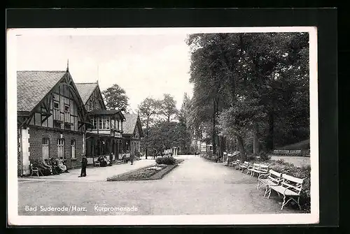 AK Bad Suderode /Harz, Gäste auf der Kurpromenade